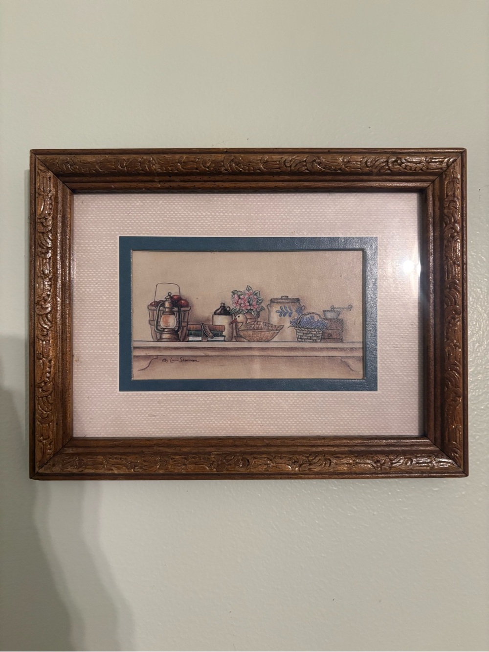Cottagecore Farmhouse Mantel Framed Art Print by Artist Kay Lamb Shannon 8x6